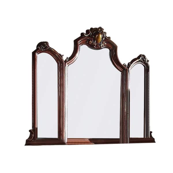 Benjara 2 in. x 45 in. Arch Wooden Frame Brown Wall Mirror