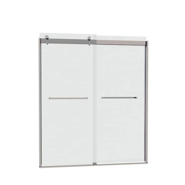 VANITYFUS 60 in. W x 74 in. H Double Sliding Frameless Shower Door in Polished Chrome with Smooth Sliding and 5/16 in.(8mm) Glass