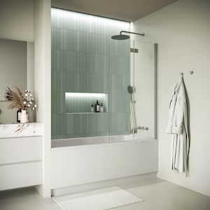 Volturno 34 in. W x 58 in. H Pivot Bathtub Door, CrystalTech Treated 1/4 in. Tempered Clear Glass, Chrome Hardware