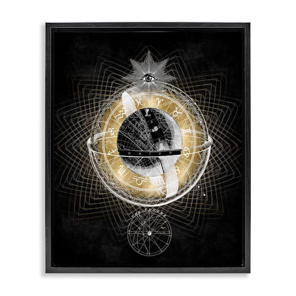 Stupell Industries Zodiac Symbols on Fractal by Oliver Jeffries Black Floater Frame Religious Graphic Art Print 21 in. x 17 in.