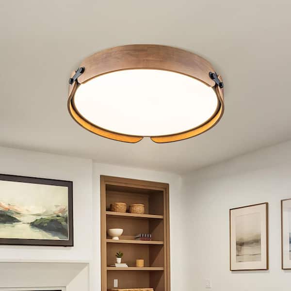 Isabella 16.5 in. Wood Dimmable Integrated LED Flush Mount