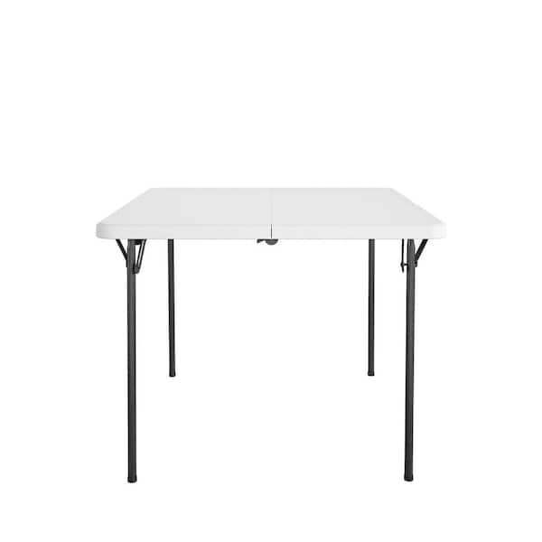 COSCO XL 36 in. Plastic Top, Steel Base Fold-in-Half Card Table with Handle, White, Indoor and Outdoor