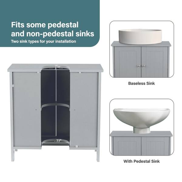 Pedestal Sink Storage Cabinet, Under Sink Cabinet With Double