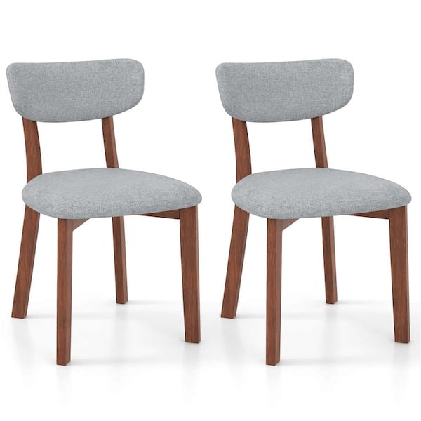 Costway Upholstered Dining Chairs Grey Fabric Parsons Chair Set of 2