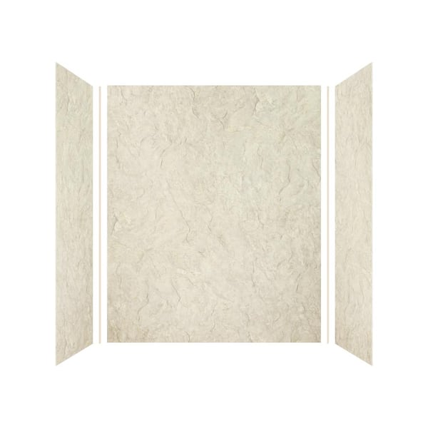 Expressions 36 in. x 60 in. x 72 in. 3-Piece Easy Up Adhesive Alcove Shower Wall Surround in Sea Fog