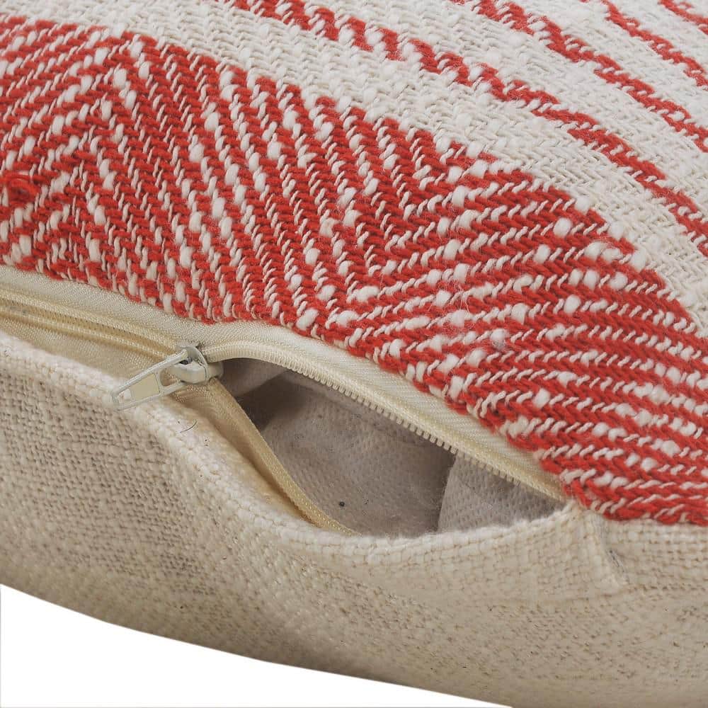 Coastal Edge Red and White Geometric Diamond Throw Pillow