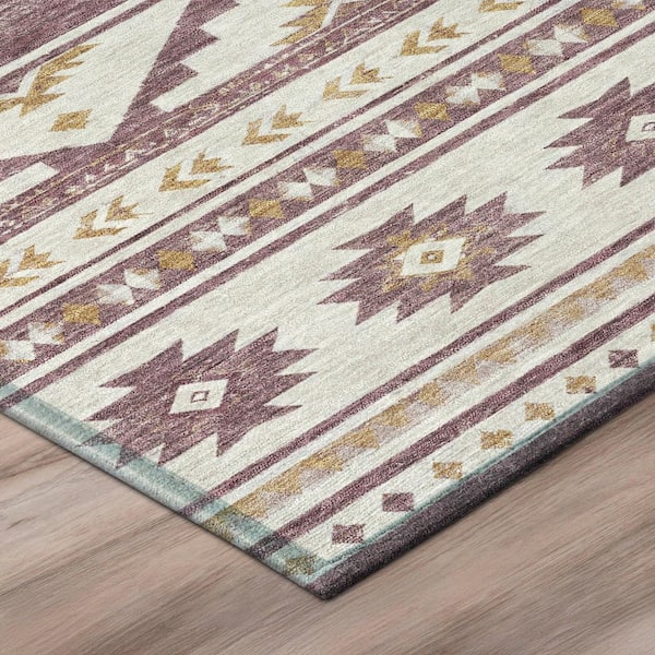 Chantille Machine Washable Indoor/Outdoor Abstract ACN3075 Plum 5 ft. x 7 ft. 6 in. Area Rug