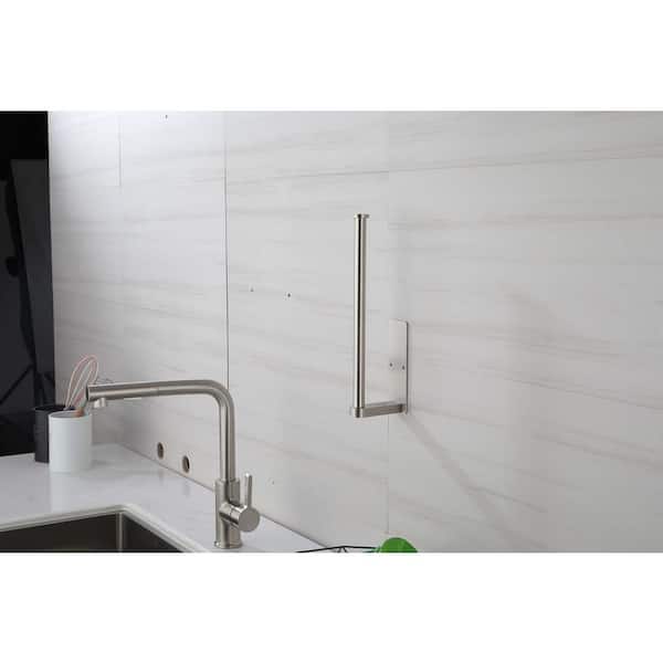HONZUEN Paper Towel Holder Under Cabinet, Adhesive or Screw Install,  Brushed Nickel Wall Mount Paper Towel Holders for Kitchen RV, Waterproof