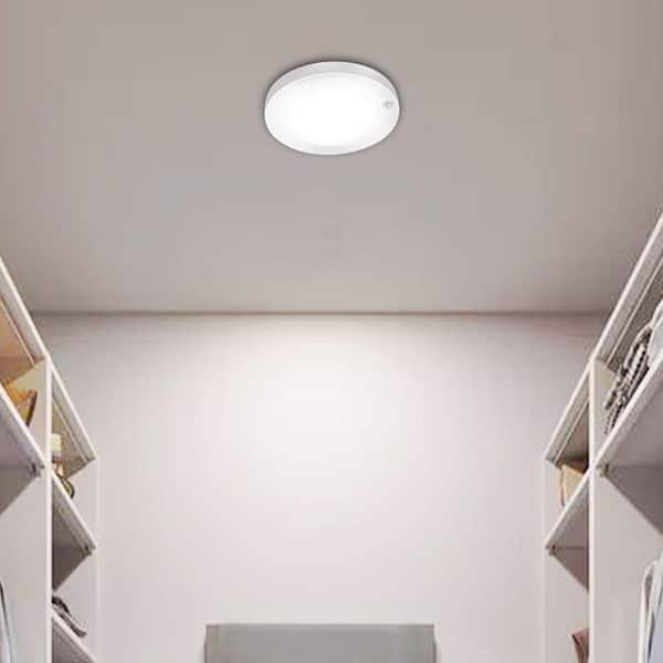 6.18 in. White Motion Sensor LED Flush Mount Ceiling Light, 5000K Dimmable LED Closet Disk Light for Garage Storage Room