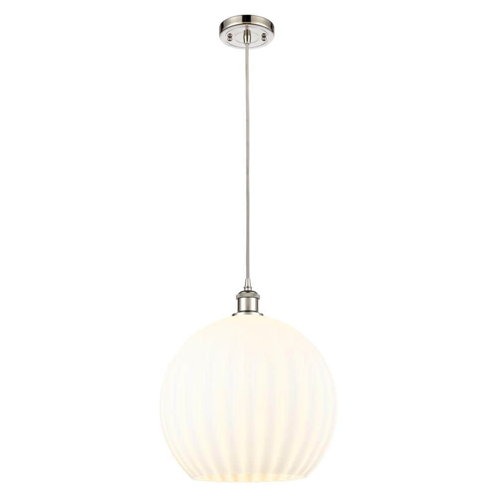 White Venetian 100-Watt 1-Light Polished Nickel Shaded Mini Pendant Light with Painted Glass Shade price history on PriceWatchPro