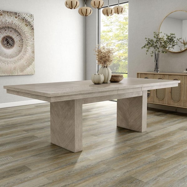 Furniture of America Bronin Natural Wood 94 in. Double Pedestal Extendable Dining Table (Seats 8)