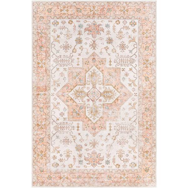 Livabliss Regen Beige 4 ft. x 6 ft. Traditional Indoor Machine-Washable Area Rug