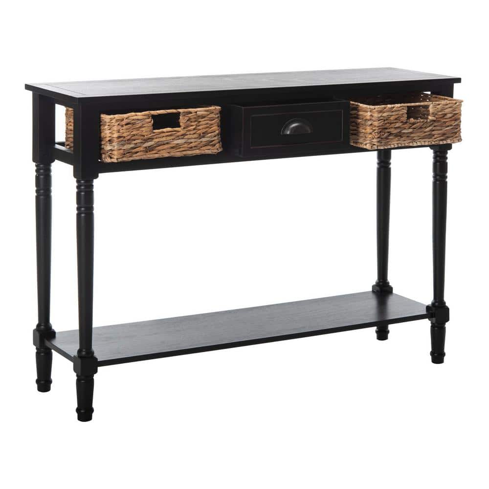 Transitional Gray 45" Wood and Metal Console Table with Storage