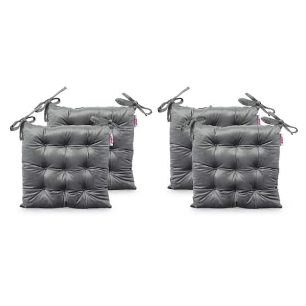 Noble House Foxhall Smoke Tufted Dining Chair Pad (Set of 4)