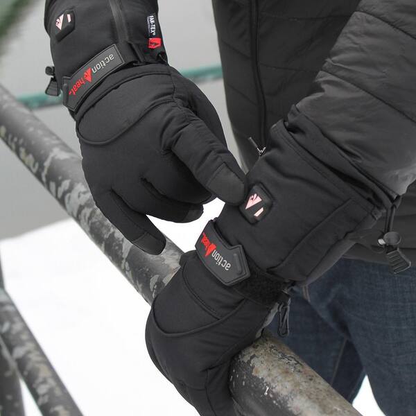 ACTIONHEAT Men's Small Black 5V Battery Heated Snow Gloves AH-GV