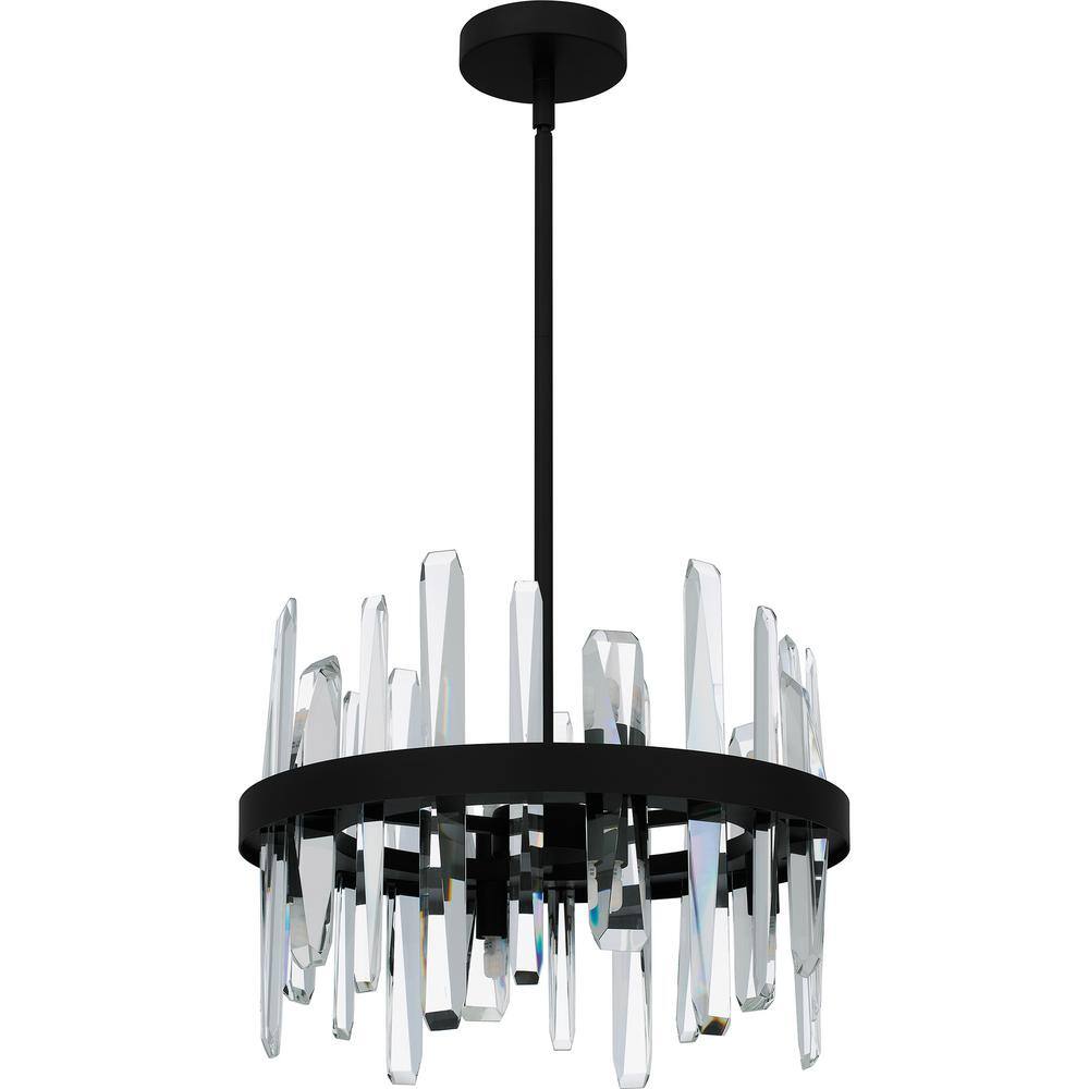 Regal Matte Black and Clear Glass 8-Light Pendant