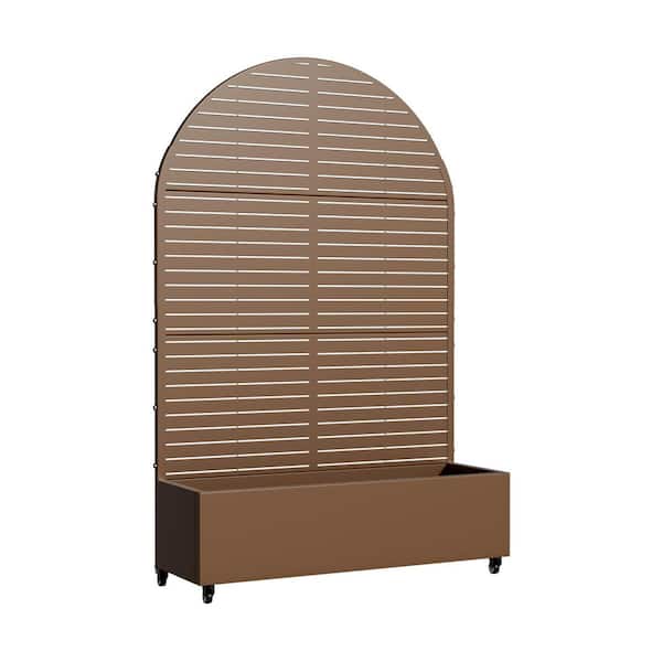 Dovelina 73 in. x16 in. x47 in. Brown Metal Iron Raised Beds Planter Box with Attached Trellis for Climbing Vegetation