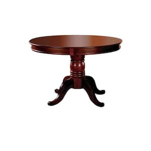 48 in. L Cherry Brown Transitional Wooden Table with Round Top and Pedestal Base