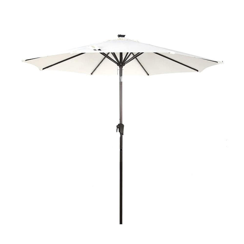 9 ft. Market Outdoor Market Patio Umbrella in White with 32 LED Lights