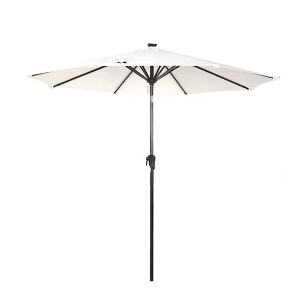 Unbranded 9 ft. Market Outdoor Market Patio Umbrella in White with 32 LED Lights