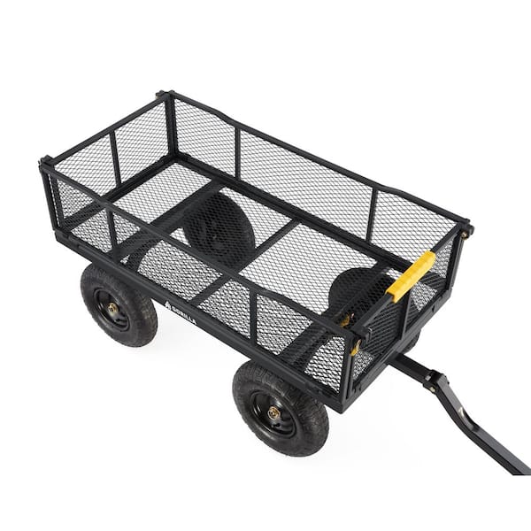 Gorilla Carts Heavy Duty Steel Dump Cart Garden Wagon w/Quick Release  System, 1200 Pound Capacity, Removable Sides & Convertible Handle, Gray  Finish