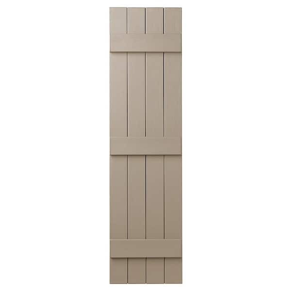 Ply Gem 15 in. x 55 in. Polypropylene 4-Board Closed Board and Batten Shutters Pair in Pebblestone Clay