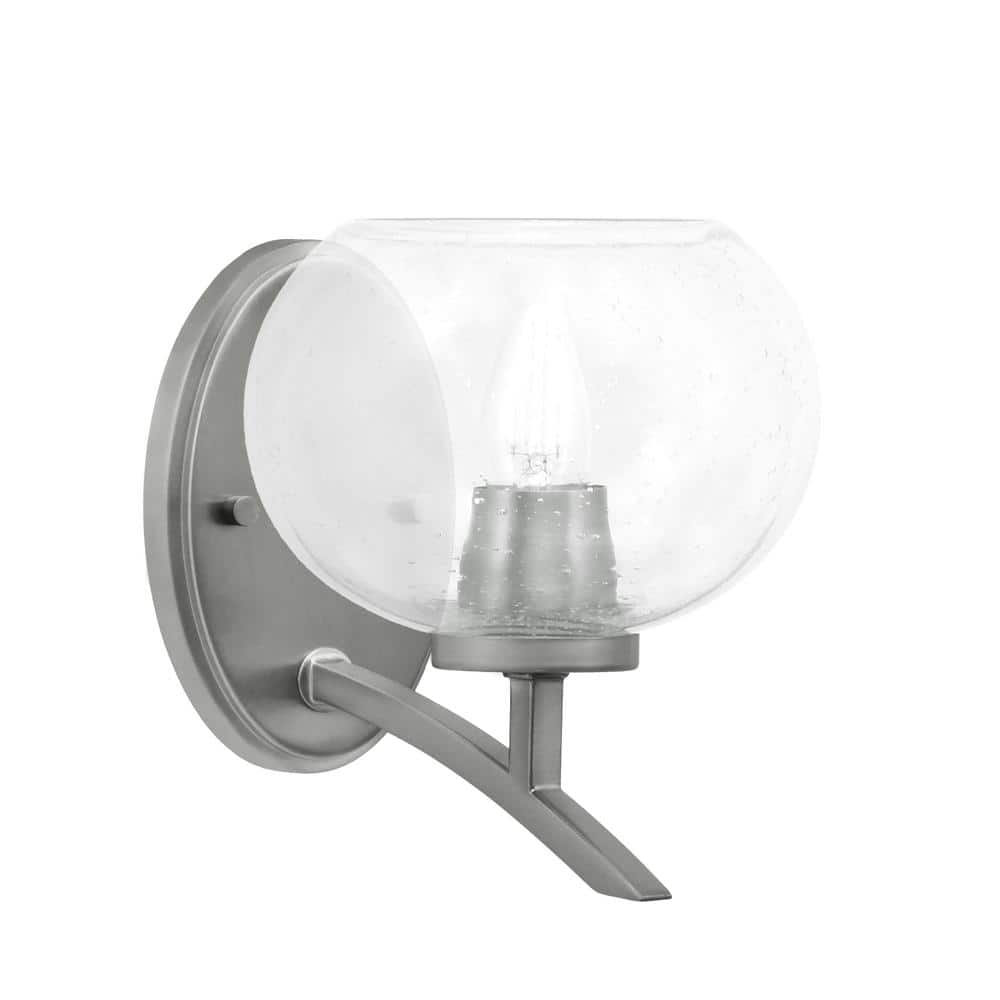 Siena 7 in. 1-Light Graphite Sconce with 7 in. Clear Bubble Glass Shade No 