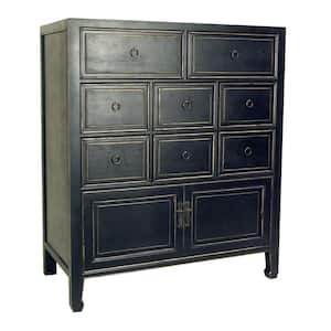 18 in. Black 8 Drawer Chest of Drawers