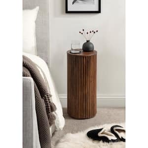 Reid 10.00 in. Walnut Brown Round Solid Wood End Table