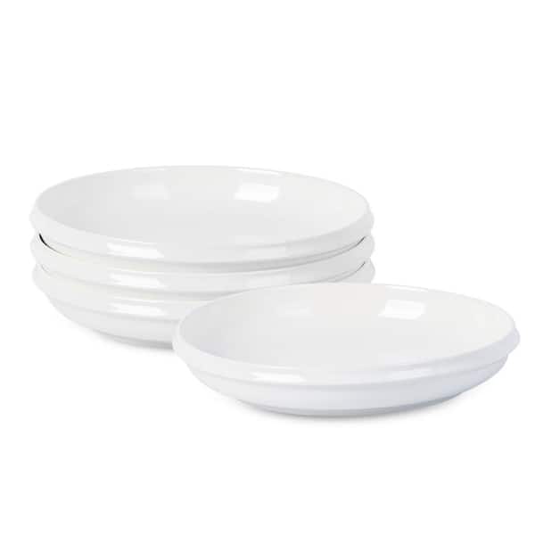 Verso 4-Piece White Porcelain Dinner Plate Set (Service for 4)