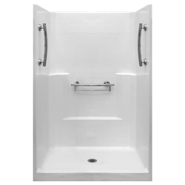Ella Imperial 42 in. x 42 in. x 80 in. 1-Piece Low Threshold Shower Stall in White, Chrome Grab Bars, Towel Rack
