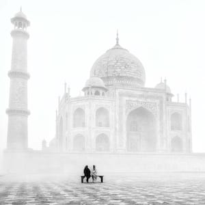 Taj Frameless Black and White Natural Photography Wall Art 30 in. x 30 in.