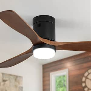 52 in. Indoor Black Ceiling Fan Integrated LED with Light Kit and Remote Control