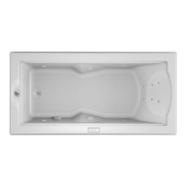 JACUZZI FUZION 70.7 in. x 35.4 in. Rectangular Whirlpool Bathtub with Left Drain in White