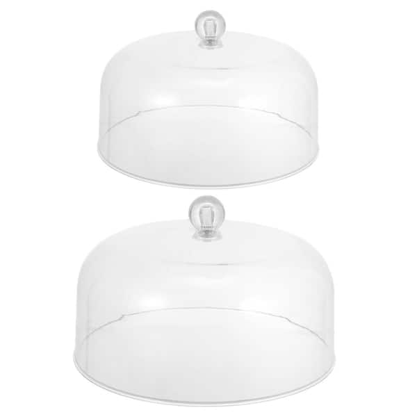2-Pack Transparent Cake Dome and Serving Tray Set 6.7 in Diameter Acrylic Dessert and Cheese Platter