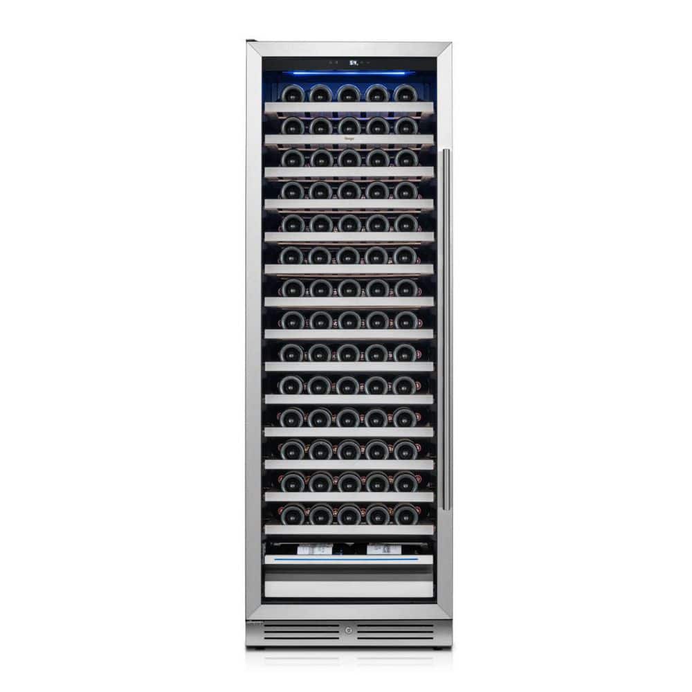 24 in. Single Zone 165-Bottle Wine Cooler Refrigerator Built-in /Freestanding in Stainless Steel (Left-Hinged) price history on PriceWatchPro