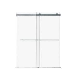 56 to 60 in. W x 74 in. H Sliding Frameless Shower Door/Enclosure in Chrome with Clear Glass with Handle