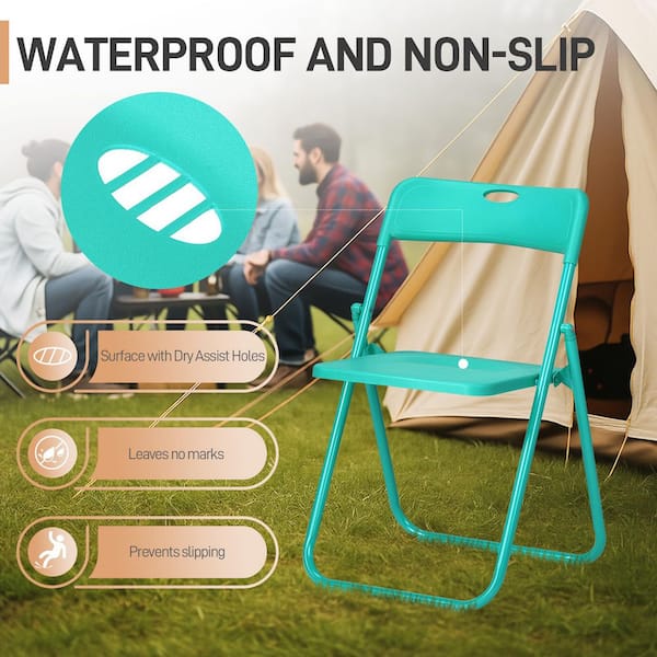 Karl home Patio Mint Green Plastic Folding Chair(Set of 6