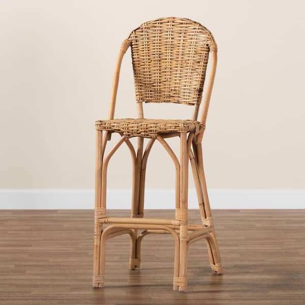 Neola 44.5 in. Natural Rattan Bar Height Bar Stool