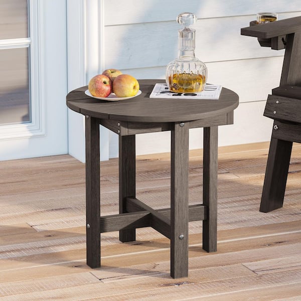 Sonkuki Dark Gray Plastic HDPE Round All-Weather Small Outdoor