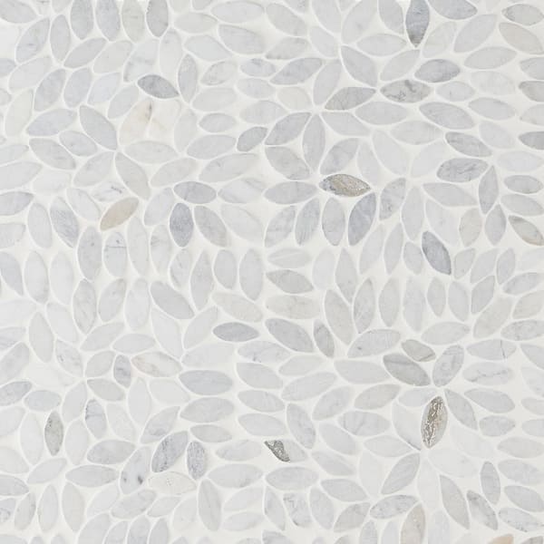 Ivy Hill Tile Countryside Flower Carrara 11.81 in. x 11.81 in. Natural Marble Floor and Wall Mosaic Tile (0.96 sq. ft./Each)