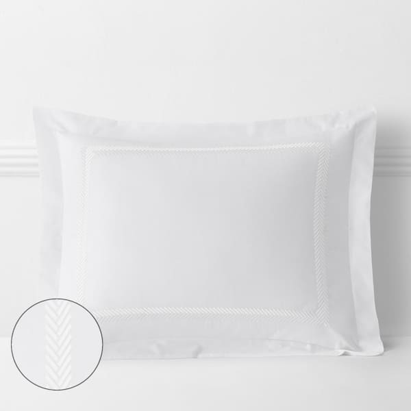 The Company Store Legends Hotel Hewett White Embroidered 600-Thread Count Egyptian Cotton Sateen King Sham