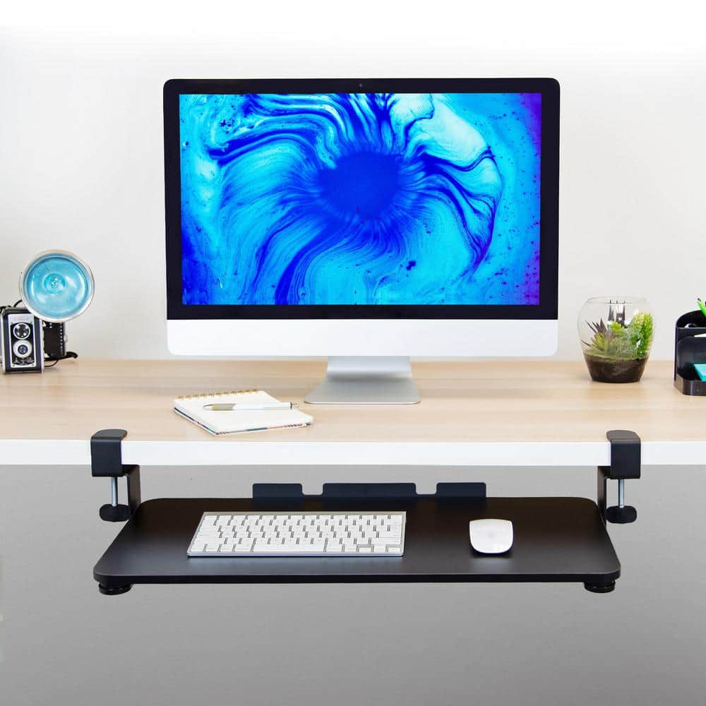 Adjustable Black Clamp-On Under Desk Keyboard Tray