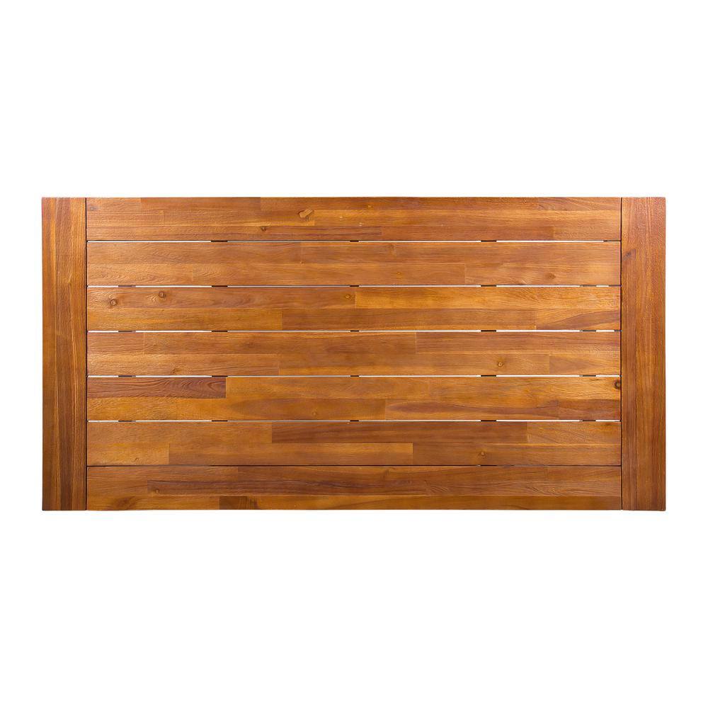 Carlie Sandblast Finish Acacia Wood Outdoor Dining Table with Metal Legs