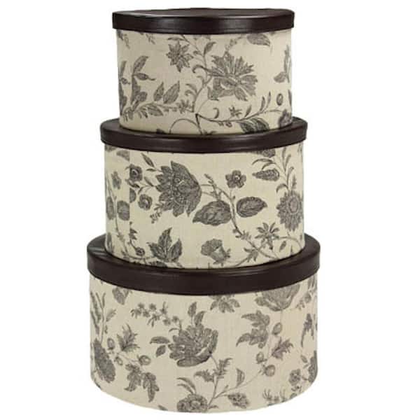 1.0 Gal. and 1/2 Qt. Round Storage Box Set in Tan and Black (3-Piece)