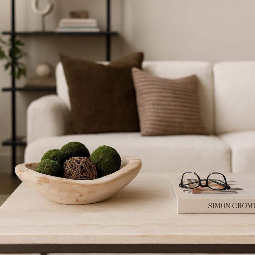 Ivory/Beige 13.75 in. Petrified Wood Oval Decorative Bowl price history on PriceWatchPro