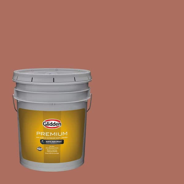 Glidden Premium 5 gal. PPG1066-6 Amaretto Semi-Gloss Exterior Latex ...