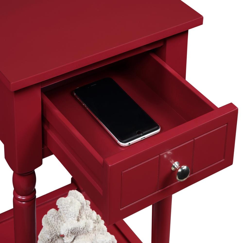Cranberry Red French Country Khloe Accent Table with Storage