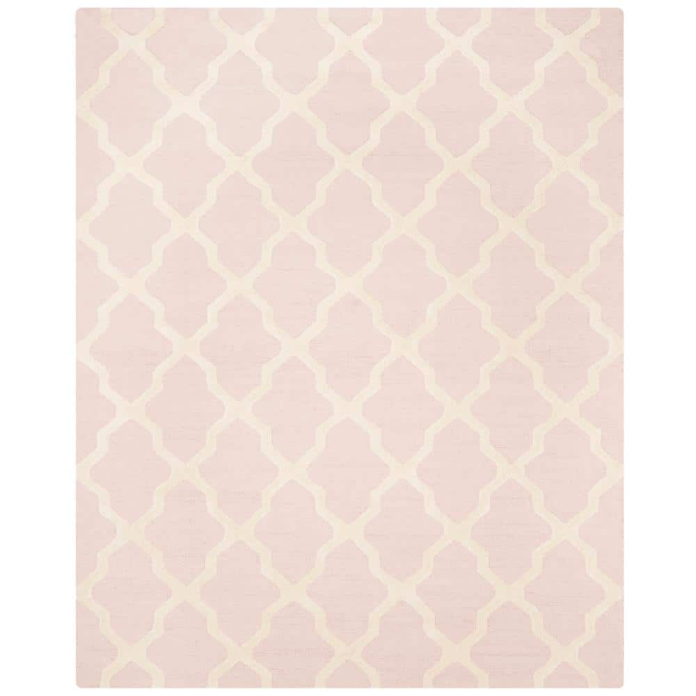 Light Pink and Ivory Hand-Tufted Wool Area Rug
