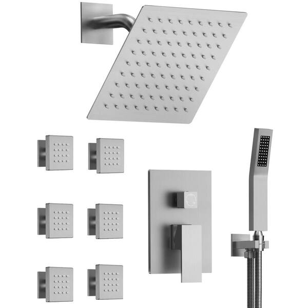 GRANDJOY Showers Trim Set with Valve 3Spray Dual Wall Mount 10 in